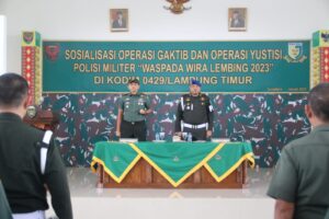 Dandim 0429/Lamtim Berikan Sambutan Dalam Kegiatan Sosialisasi Ops Gaktib Dan Yustisi Denpom II/3 Lampung